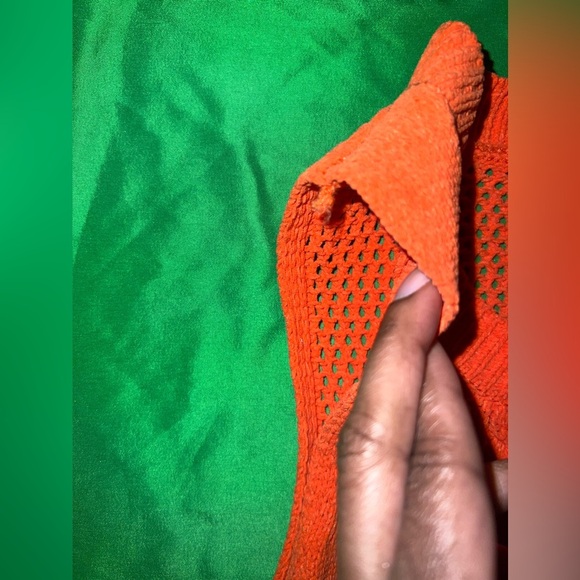 Zara Chenille Orange Sleeveless Knit Mini Dress size Large - Picture 9 of 9